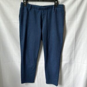 Faded Glory Pull On Cropped Denim Pants Stretch Blue Capri Jeans Large 12/14